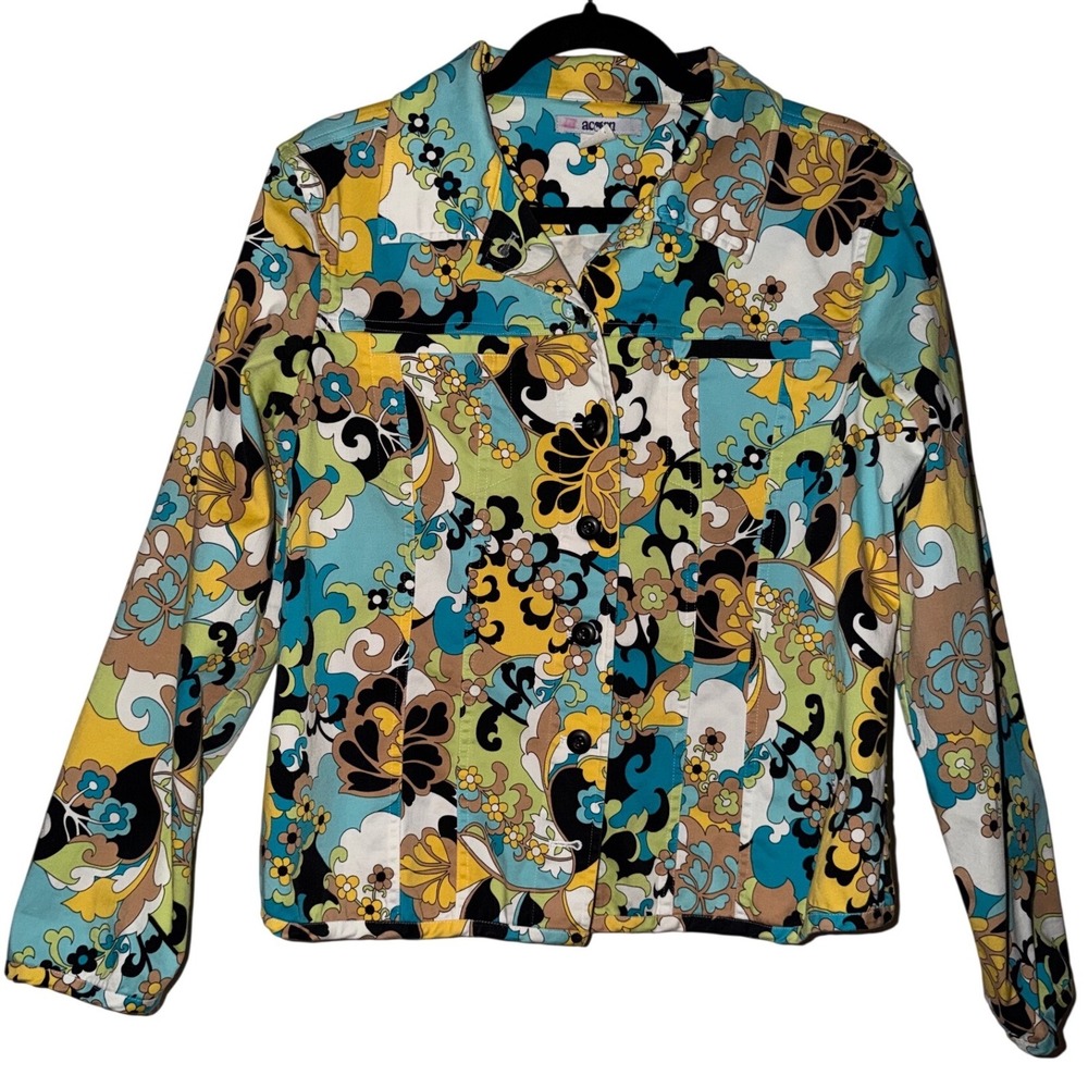Acorn Vintage XL Psychedelic‎ Floral Print Button Up Jacket